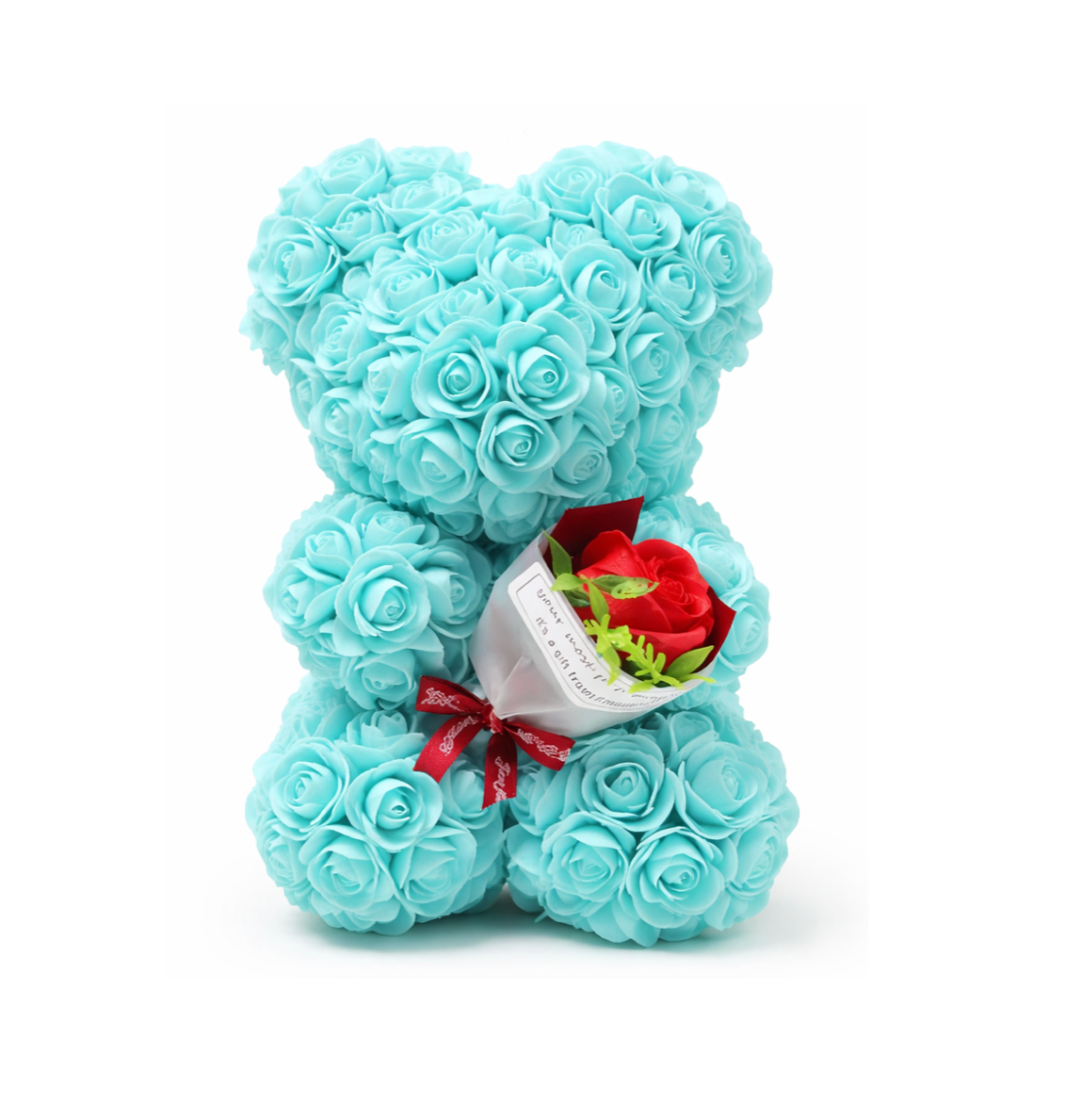 Ourse en roses avec mini Bouquet