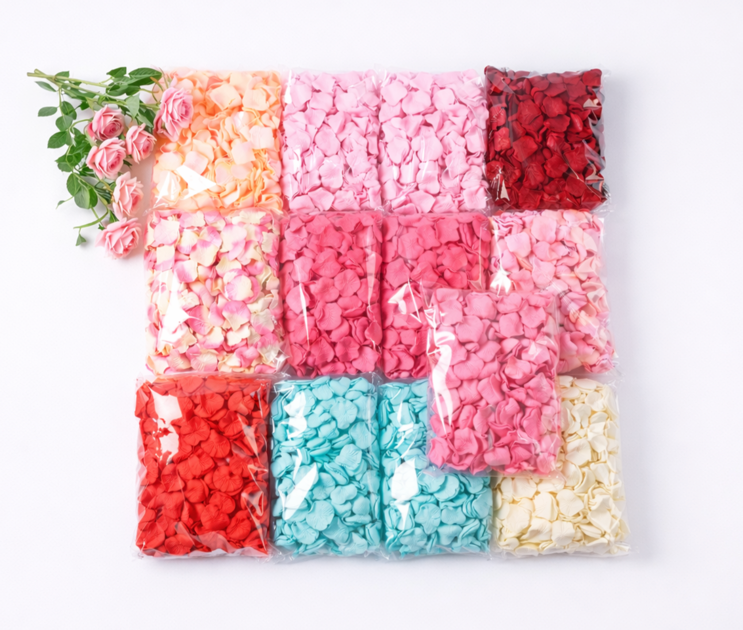 Pétales de Roses décoratif en soie Blanc