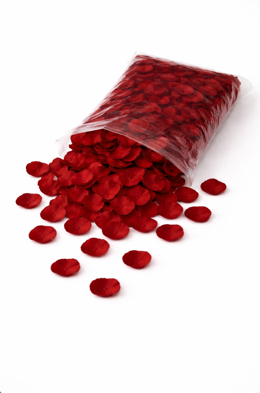 Pétales de Roses décoratif en soie Rouge intense