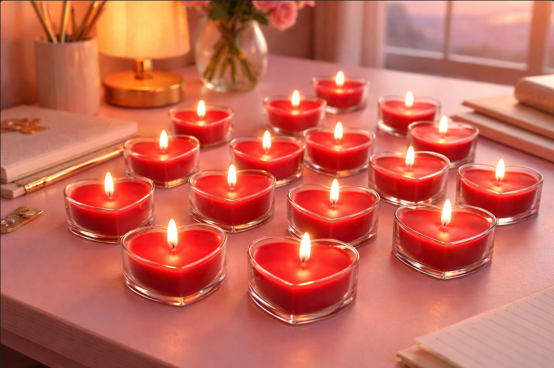 Bougies parfumé en forme de coeurs 50pcs