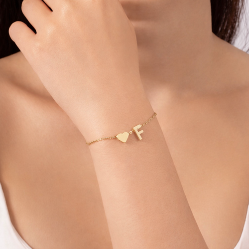 Bracelet Personnalisable Cœur & Initiale