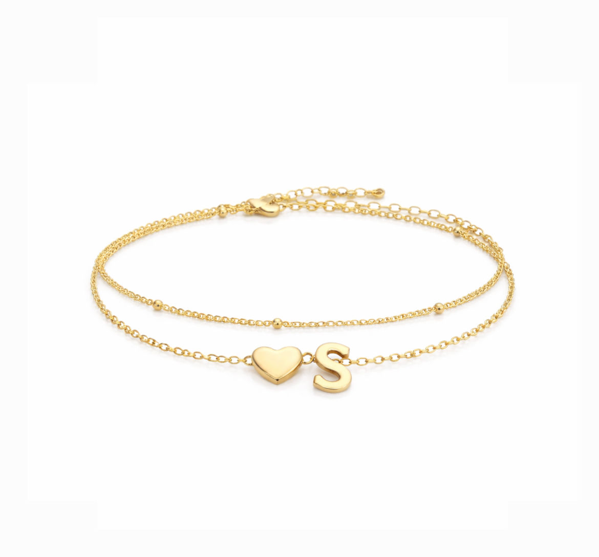 Duo de Bracelets Personnalisables Cœur & Initiale