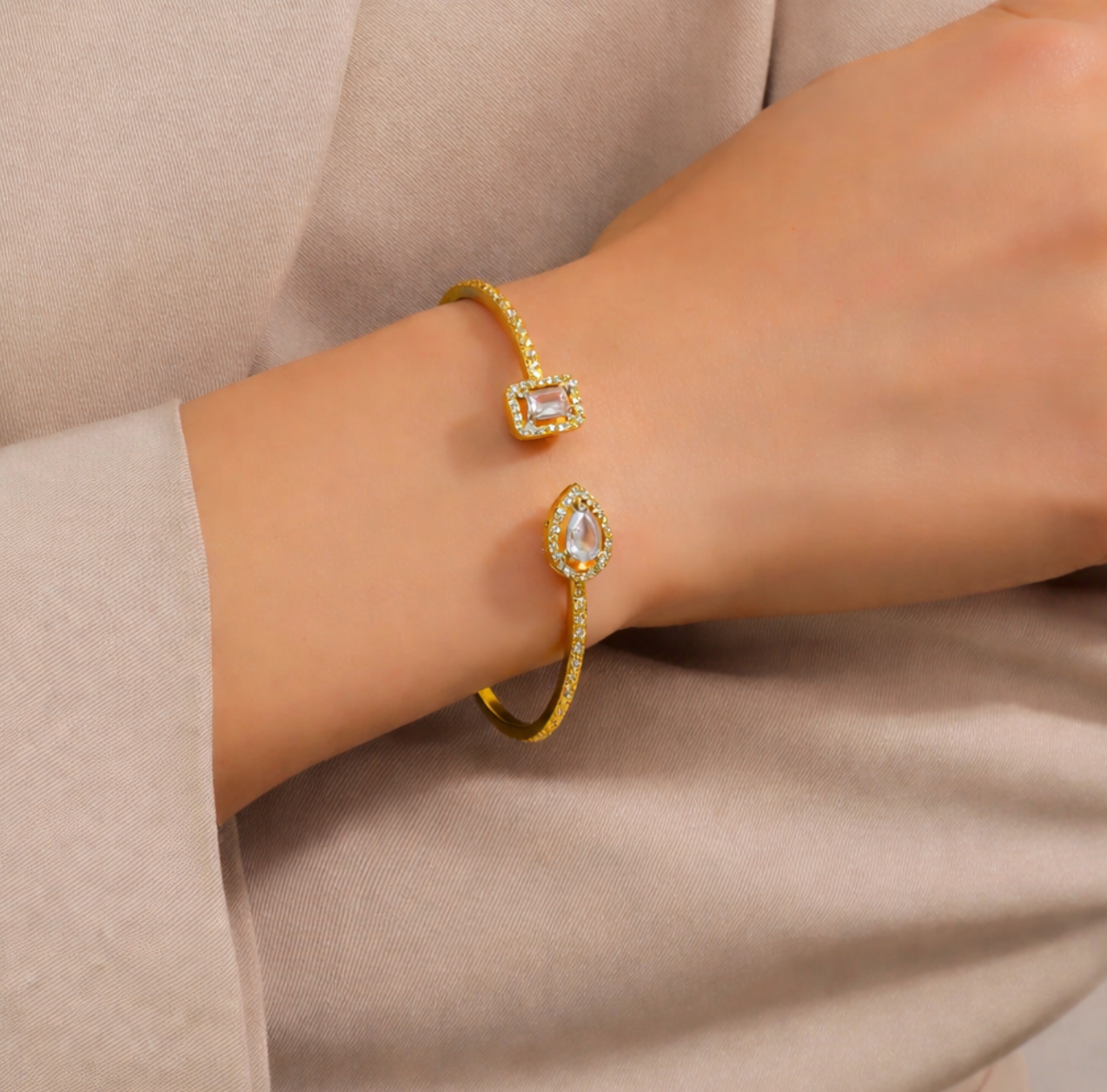 Bracelet manchette finition or