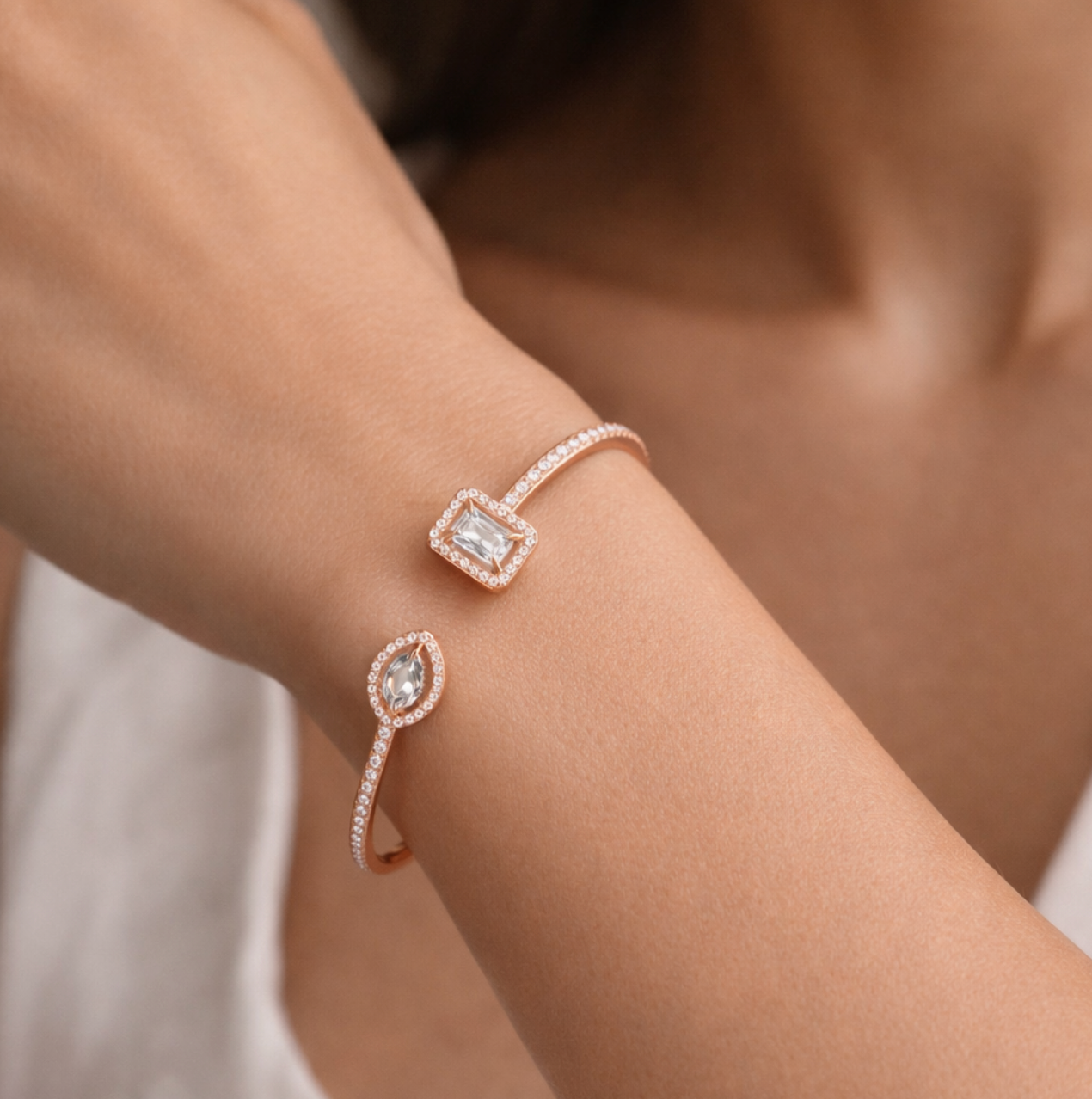 Bracelet manchette finition or Rose