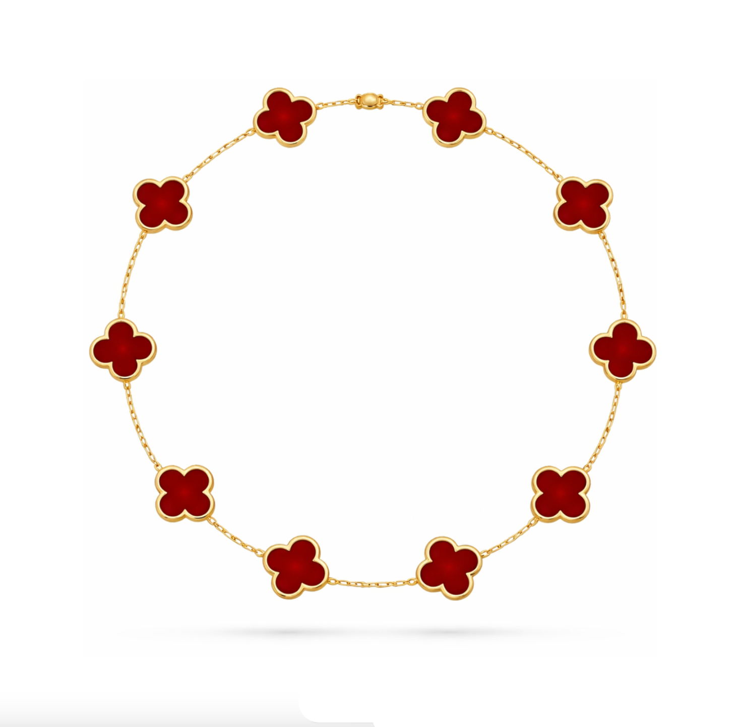 Collier Vintage trèfles Rouge