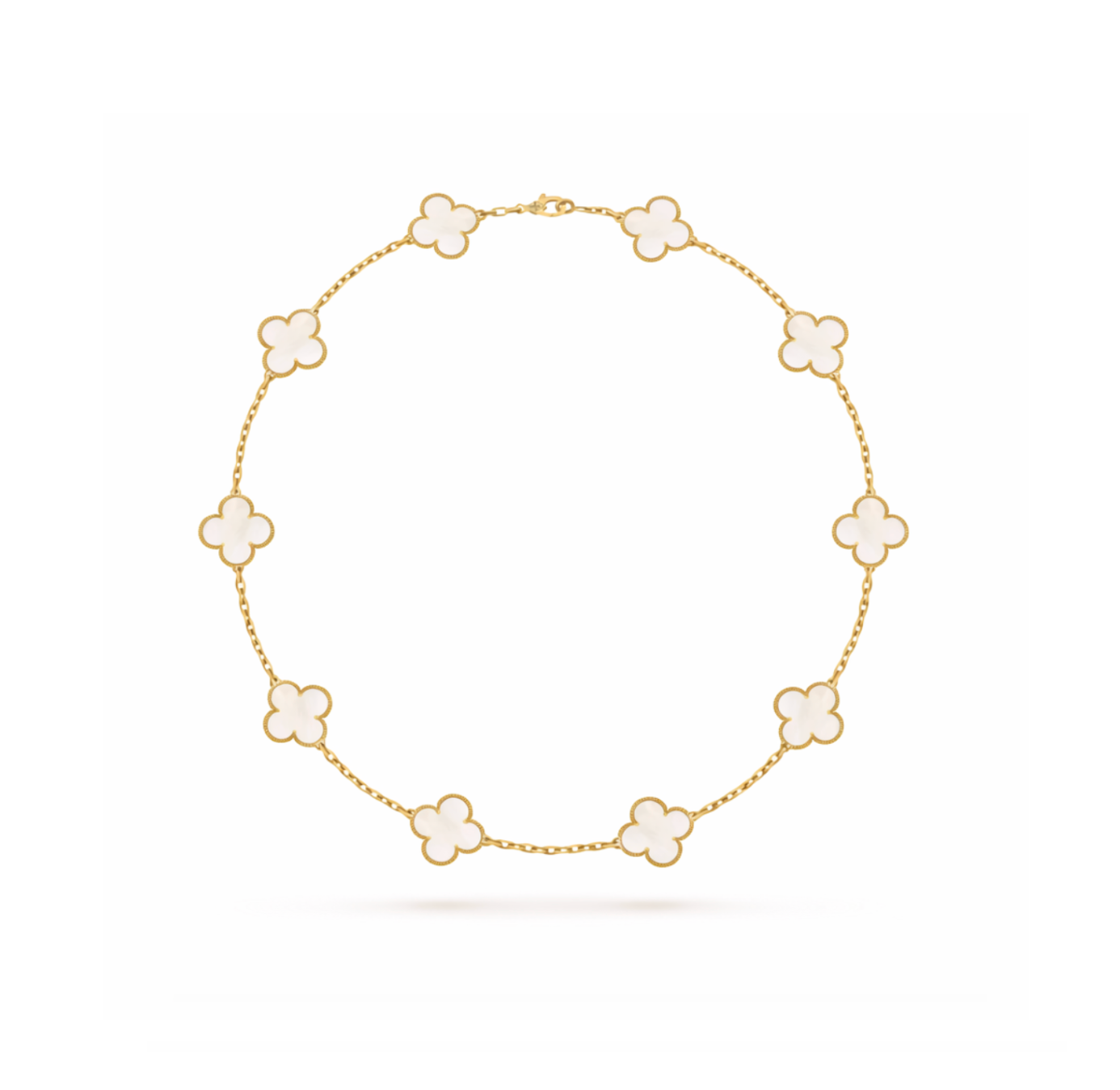 Collier Vintage trèfles Blanc