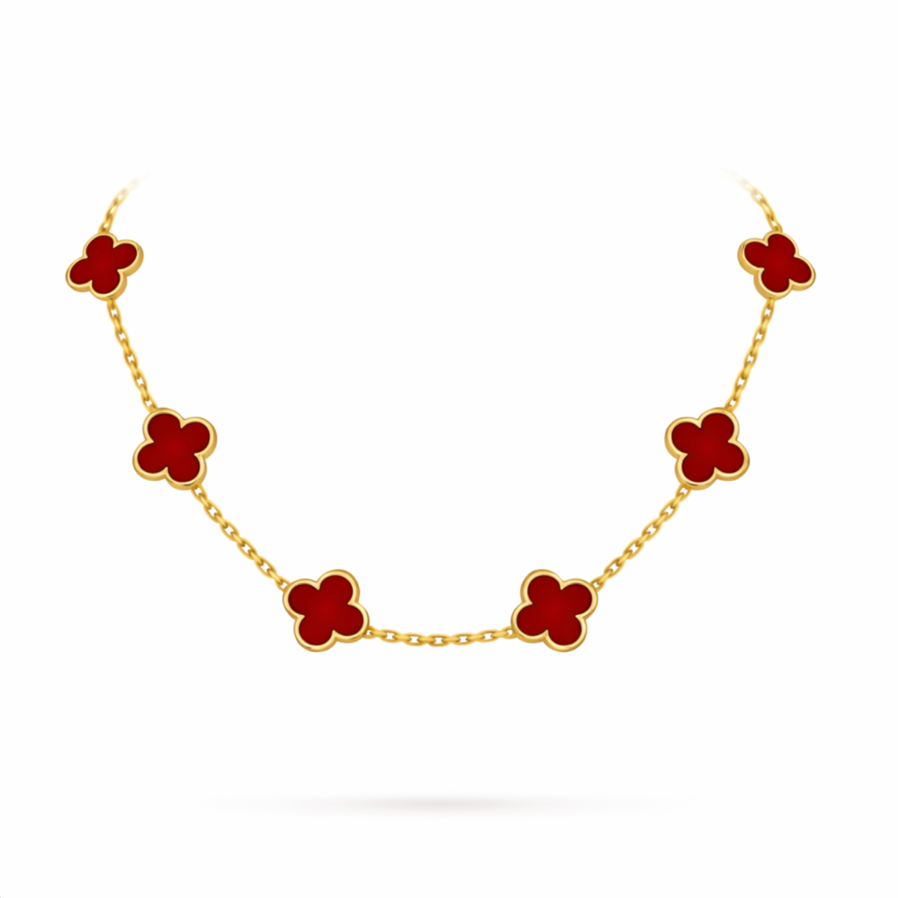 Collier Vintage trèfles Rouge