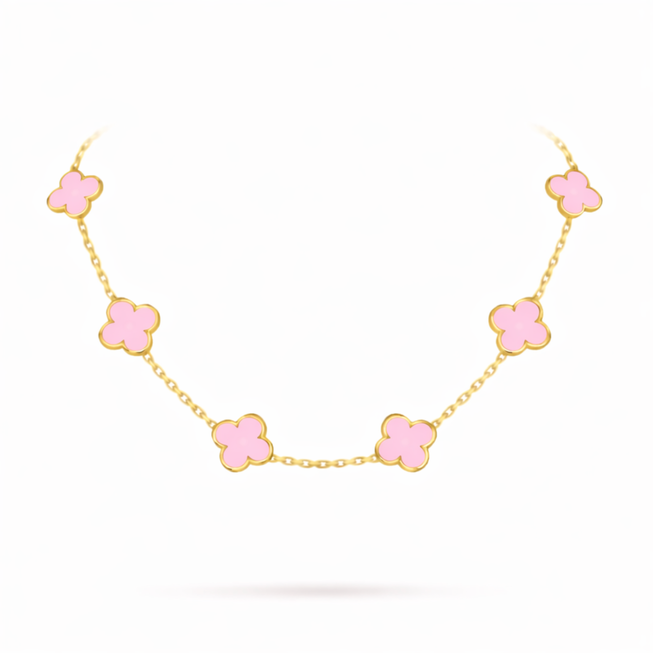 Collier Vintage trèfles Rose