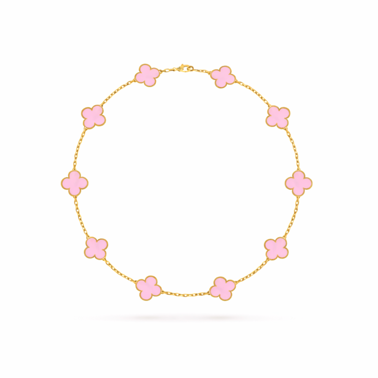 Collier Vintage trèfles Rose