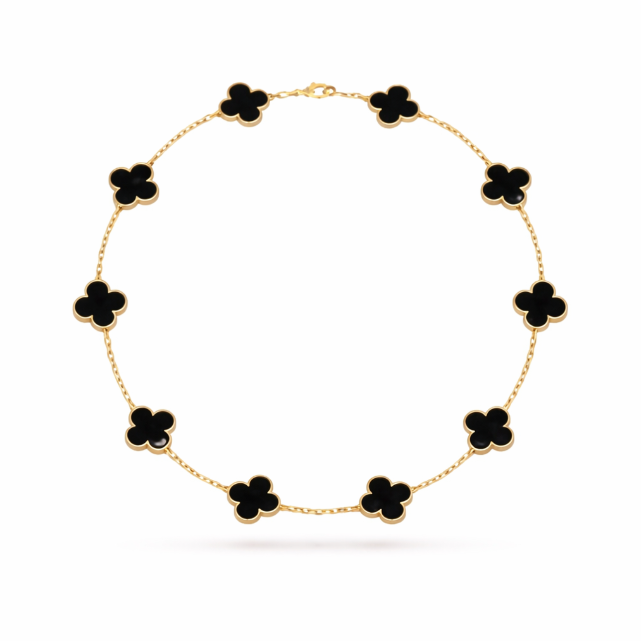 Collier Vintage trèfles Noir