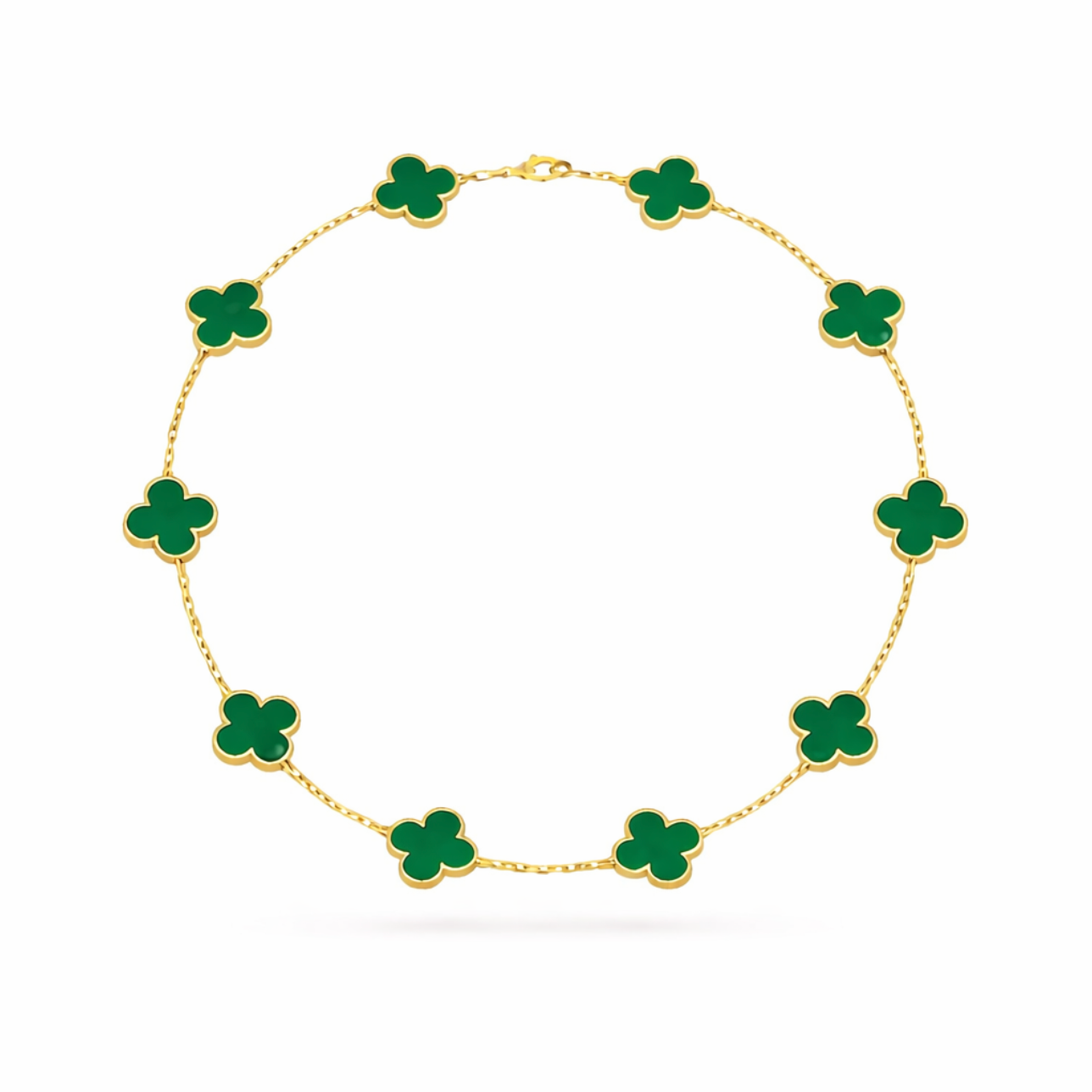 Collier Vintage trèfles Vert