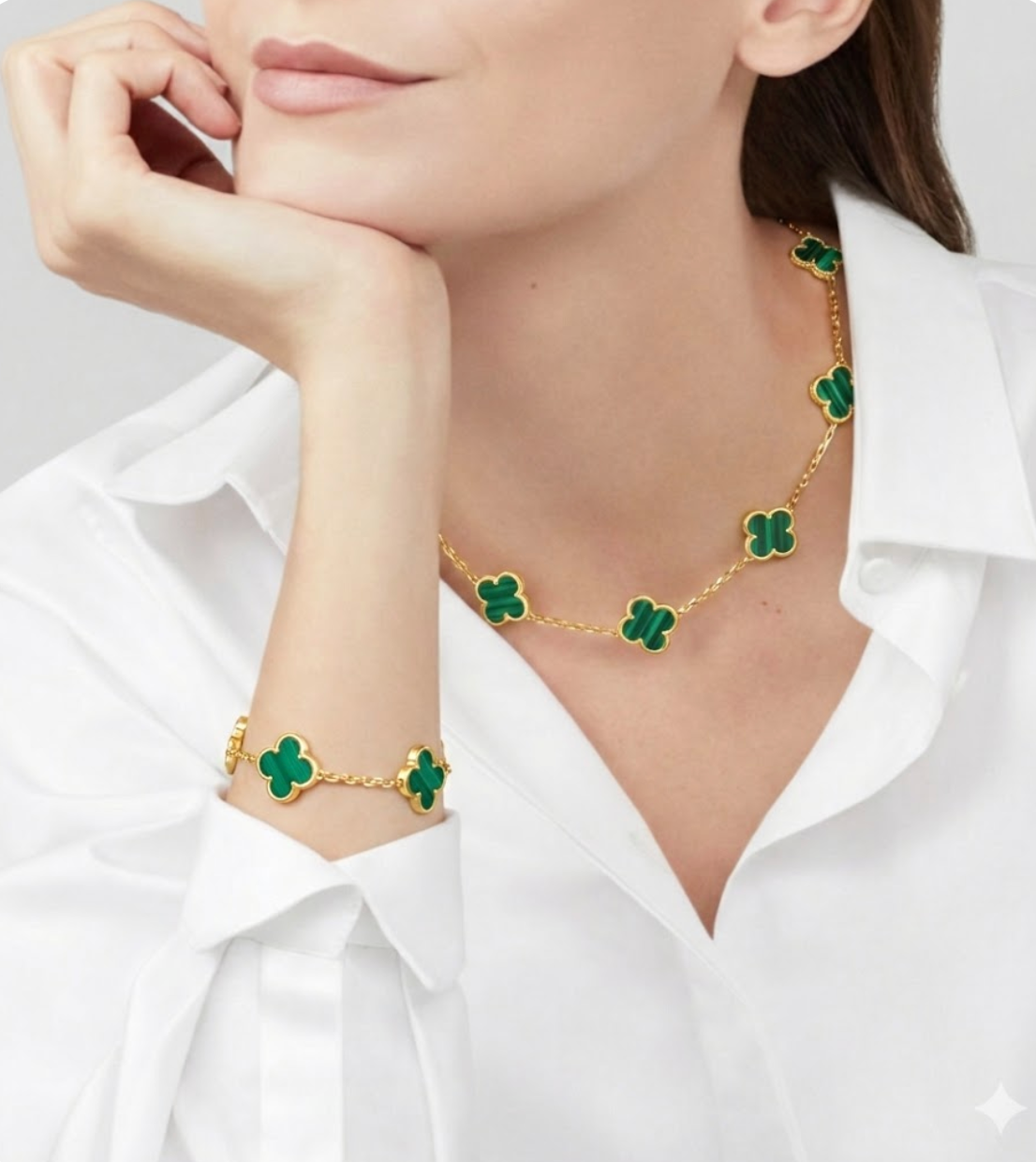 Bracelet Vintage trèfles Vert