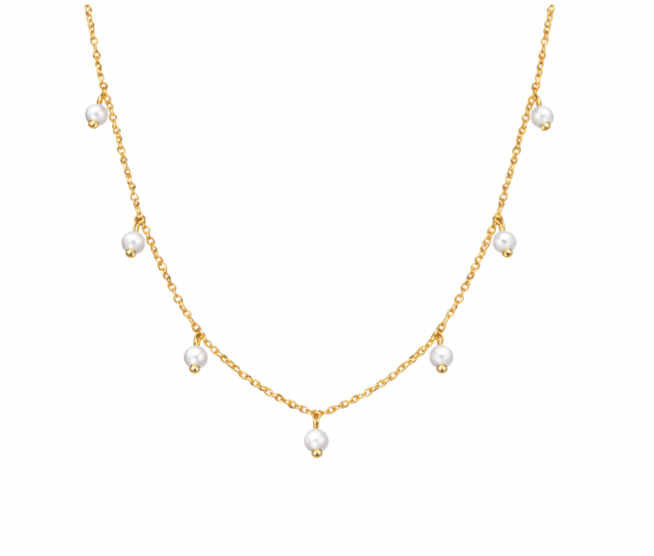 Collier chaîne or à perles pendantes